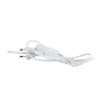 Cable Blanc Petite Lampe de Chevet en Céramique Brune et Abat-Jour Lin Rayé