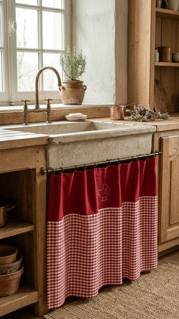 Rideaux sous evier Style Campagne Chic